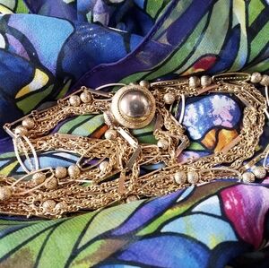 Flashy Vintage Multi-Strand Goldtone Layered Chain Necklace